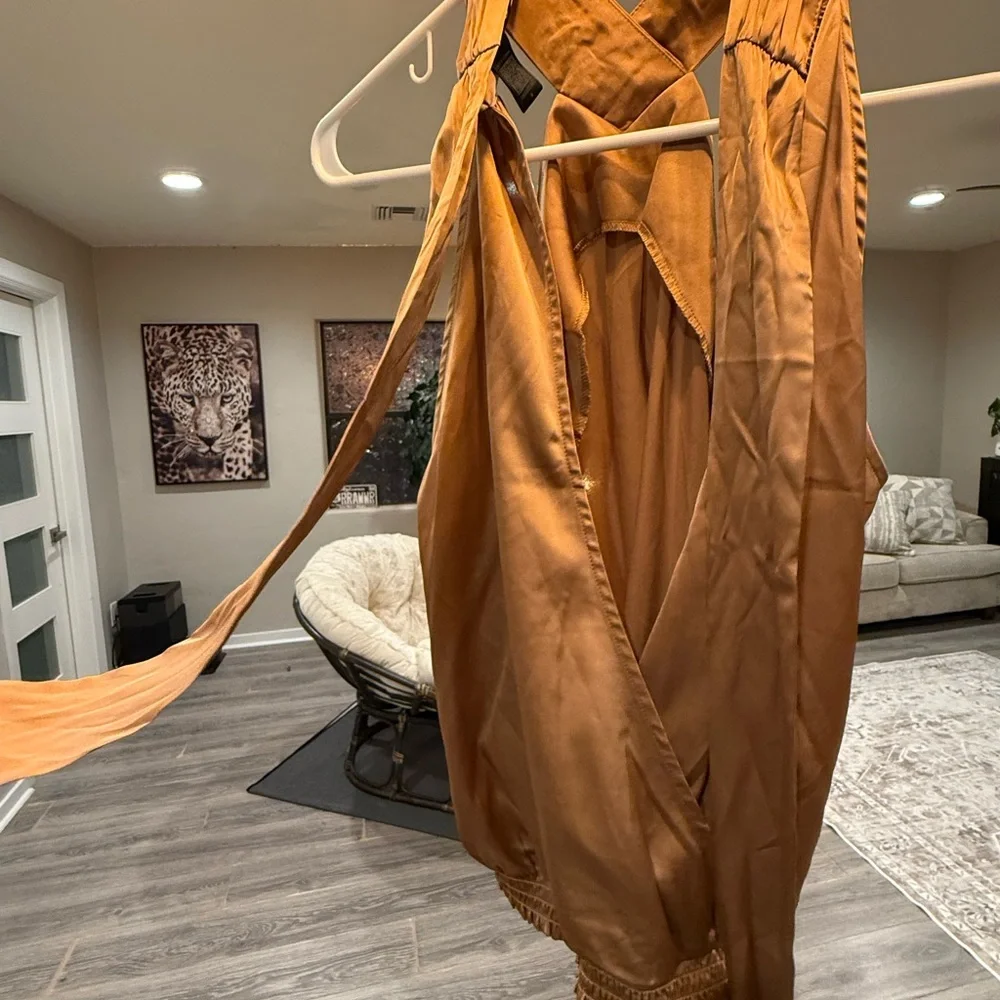 Express Tan Satin Blouse - Picture 4 of 4